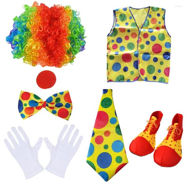 Вечеринка поставки Pesenar Clown Costume-Clown Accessories Wig The Nose Bose Tie и жилеты ролевая игра-7 костюм