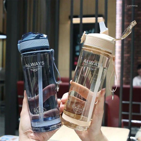 Бутылки с водой стакана прозрачная отскакивающая крышка Botella de Agua пыли высокая температура, устойчивая к открытой фитнесу Sippy Plastic