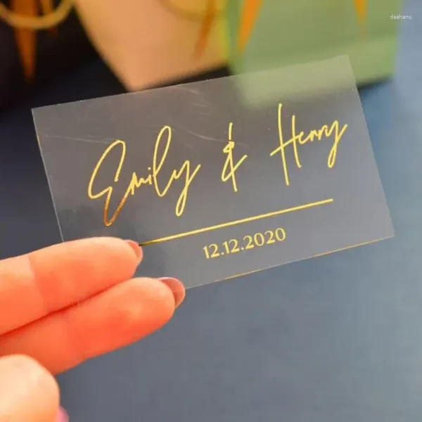 Party liefert benutzerdefinierte Logo Gold Folie klarer Aufkleber Personalisierte maßgeschneiderte glänzende transparente für die Taufe Hochzeit Engagement