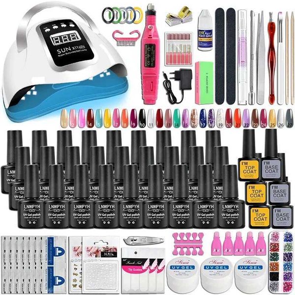 Nagelkunst Kits Maniküre Set Nagelgel Set mit UV -Nagelschachtel Netzhutschmelz Finger Strecken Sie Formnagel Kit alle für schnelle Verlängerung Maniküre Kit T240510