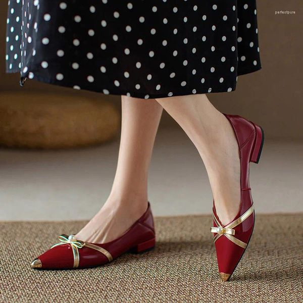 Повседневная обувь Phoentin Sexy Liked Toe Low Heels Fashion Женщины классические балет -балет.