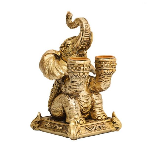 Candele Canale Cenare per tavolo festa artigianale a doppio buco Porta di nozze decorazioni per la casa Resina Elefante Gold Style Nordic Style