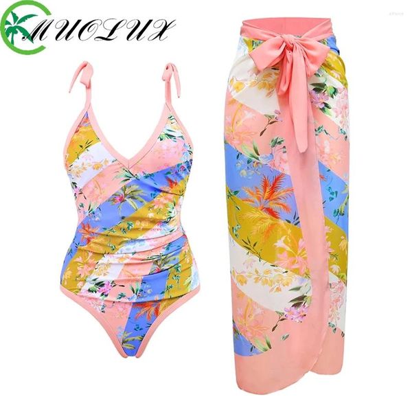 Mutada de banho feminina Muolux One Piece Biquíni Mulheres Swimsuit 2024 3D Estamar de praia Prinha de praia Terno de banho Summer ombro