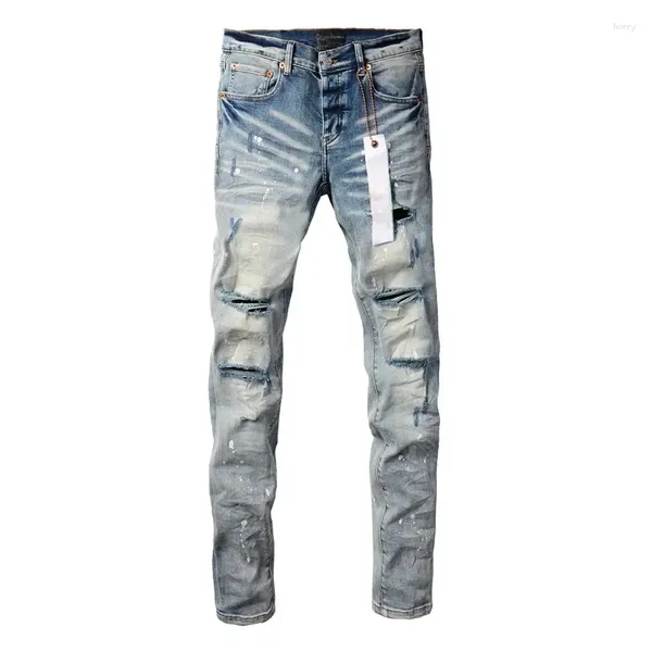 Kadın Pantolon Mor Roca Brand Jeans Top Street Mavi Yırtılmış Sıkıntılı Moda Kalitesi Onarım Düşük Yüksek Yüzey Sıska Denim Pantolon