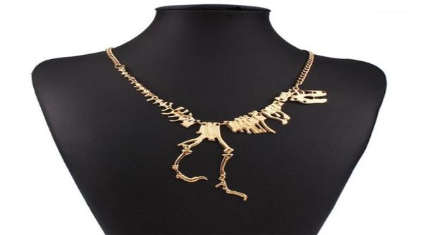 Ganz neuer Punkstil Gothic Tyrannosaurus Skelett Dinosaurier Halskette Bone Funky Kette Anhänger Silber Farbe19059248