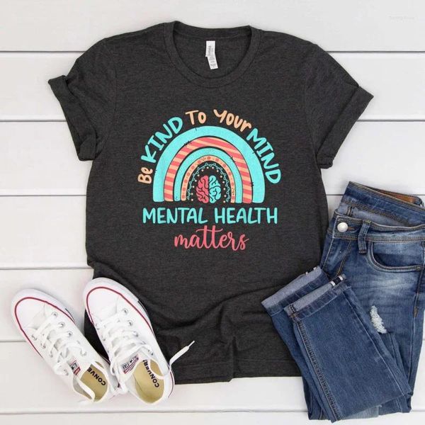 Frauen T -Shirts psychische Gesundheit Angelegenheiten Hemdbewusstsein Angst Therapeut Psychologe T -Shirt
