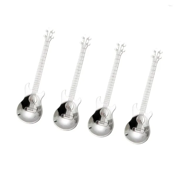 Scolle di caffè 4 pezzi Strumenti per chitarra Subcioni Set di stoviglie in acciaio inossidabile Solto Dessert Tea Crema Cucina Tool Casa