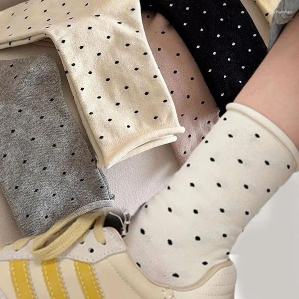 Kadın SOCKS 1/4 ÇAĞDACAK Tatlı Polka Dot Sockksjapan Sıradan Gevşek Ayak Bileği Kızlar için Simple Trend Harajuku Sevimli Çoraplar