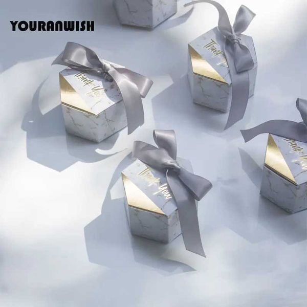 Embrulhar presentes New Creative Marble Style Candy Box Wedding Party Supplies Baby Shower Thank You DecorationQ240511