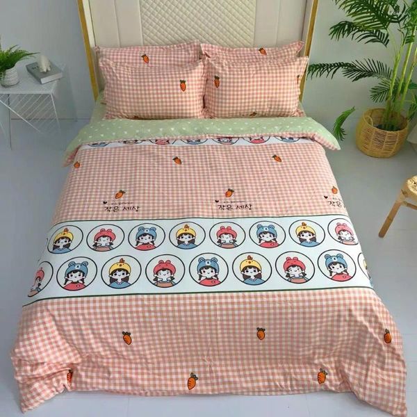 Set di biancheria da letto da 4 pezzi Set di cartoni animati Copertura per ragazze adorabili copripiumini 3d Carrot Trapunta letto di lusso di lusso 200x230 cm Size