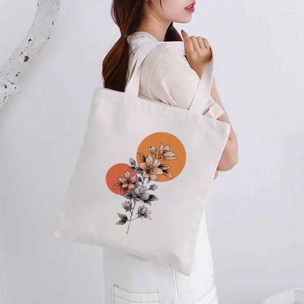 Sacos de compras Moda Lady Lady Canvas Bag Estetal Linha Desenho de Planta Impressão