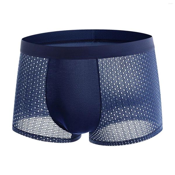 Underpants Men Ice Silk Mesh Boxer traspirante pantaloncini trasparenti Flat angolo piatto Summer Versi