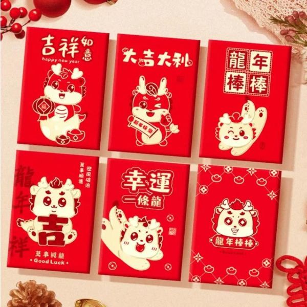 Geschenkverpackung Mehrere Muster Red Envelope Lucky Money Wishes Tasche DIY Packing Year's Blessing Bag Hongbao 2024 Dragon Jahr