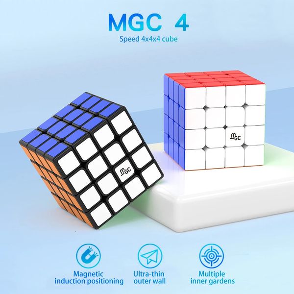YJ MGC 4x4 M Magnetic Magic Speed Cube Aufkleber Keine professionelle Geigenspielzeug MGC 4 M Würfel Magie MGC4 240426