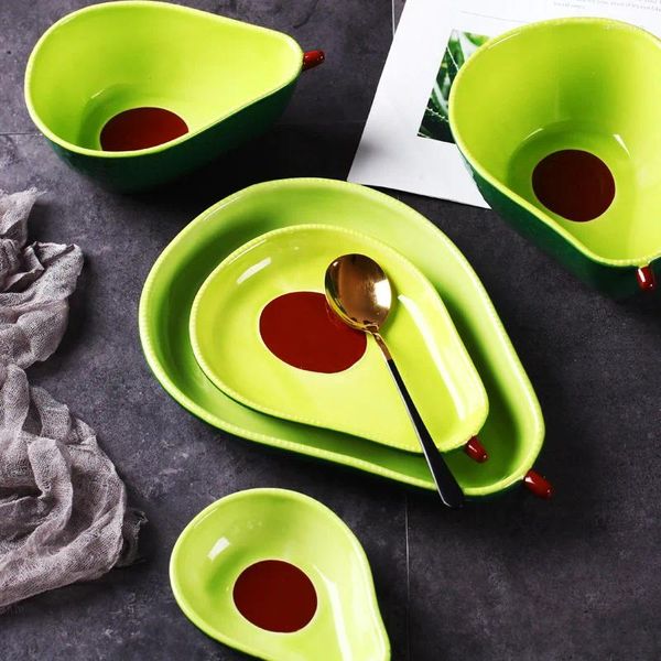 Piatti Cartoon creativo Avocado Avocado Insalata di insalata di ciotola Famiglia Frutta Snack Frutta Snack Utensili da cucina Accessori