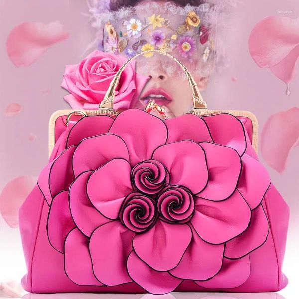 Borse a tracolla Fornitura transfrontaliera Inverno nel 2024 Borsa da donna alla moda con fiori di rosa