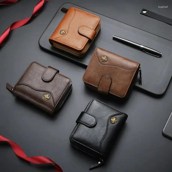 Carteiras homens marca vintage wallet masculino de alta qualidade PU couster po countable short bolsa