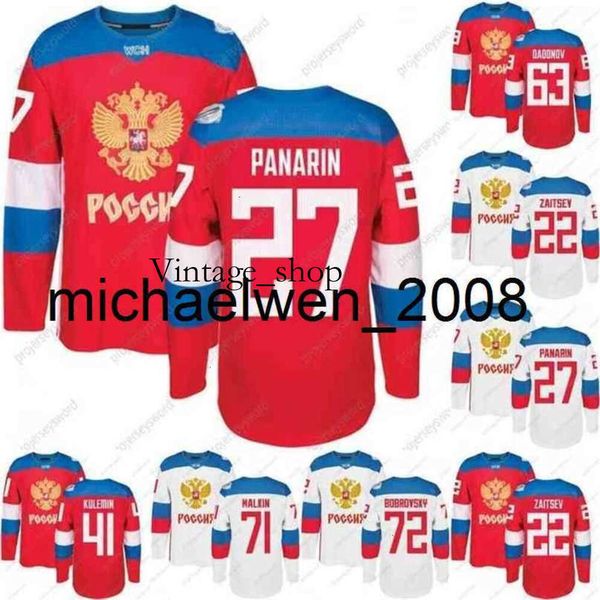 Vin Weng Copa da Copa do Mundo Jerseys de hóquei Rússia WCH 74 EMELIN 72 BOBROVSKY 47 Marchenko 42 Anisimov 41 Kulemin 27 Panarin 22 Zaitsev Jerseys