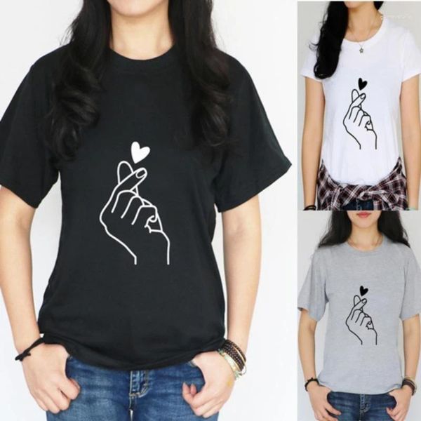 Frauen Polos Frauen Einfache T-Shirt Grafik Liebe Hand lustige Sommertops Tee Femme Hipster S-4xl 2024