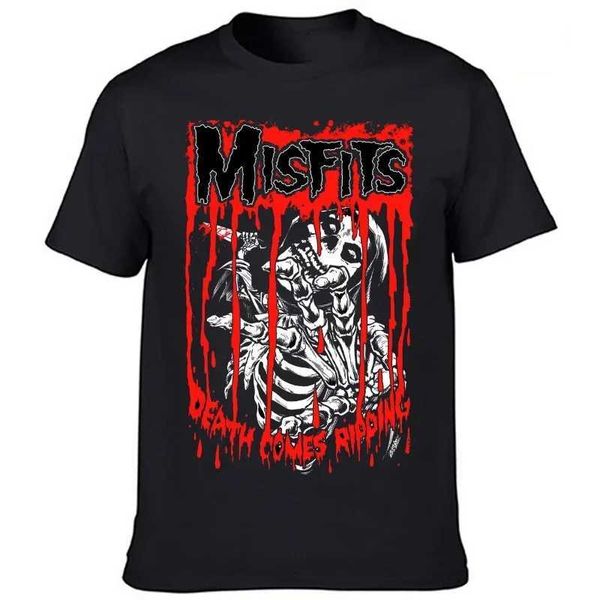 Erkekler Tişörtleri Misfits İstiyorum Kafatasları Tişört Punk Rock Band T Harajuku Erkek Vintage Grafik Üstler Hip-Hop Strtwear Erkek Giyim T240510