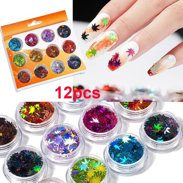 Adesivos de janela lantejas de unhas flocos laser espelho glitter slice holográfico de outono design design uv gel polonês de ferramenta decoração 3d manicure