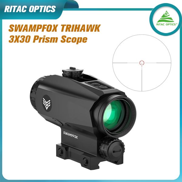 Swampfox Trihawk 3x30 PRISM Ambito 3x Magnificatore rosso IR MOA Scegli Scegli Wake per 5,56 .308 Scopi del fucile