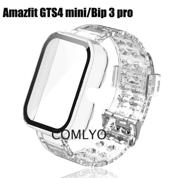 Assistir bandas adequadas para Amazfit GTS 4 Mini Bip 3 Pro Protetor de tela de vidro de temperatura máxima GTS4 Mini Cinturão TPU CINTEIRA TRANSPARENTE Q240510