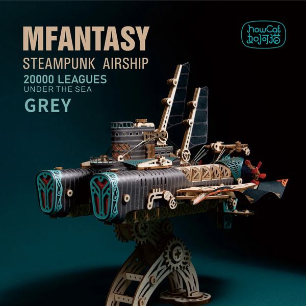 Fantastic Spaceship DIY 3D Puzzle de madeira Steampunk Airship Model Kits Toys for Kids Girl Birthday Gift 240509