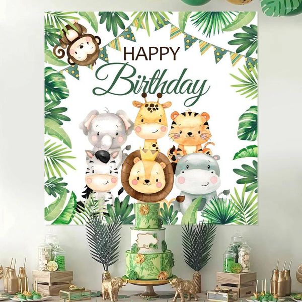 Decoração de festa Jungle Animals Cenário Wild One Safari Decorações de aniversário Decorações de aniversário Garoto de bebê Gril 1º Antecesso