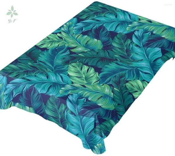 Tanta de mesa Turquesa Turquesa Green Tropical Folhas Protetor de toalha de mesa de folha de palmeira para a sala de jantar de festa de casamento ao ar livre