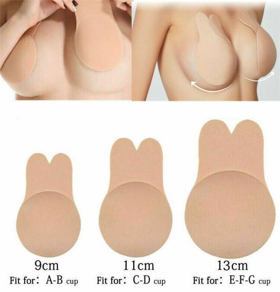 Le donne spingono le orecchie del coniglio del reggiseno auto adesive reggiseno silicone copri adesivi per il relitto del relitto del seno invisibile senza spalline61014155