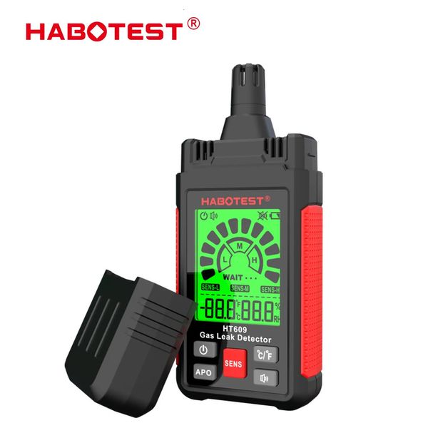 HT609 Gas Leckdetektor Summer Alarm Brennbares Gasdetektor LCD Anzeige Temperaturfeuchtigkeit Gasanalysator Elektrisches Tester Tool 240429