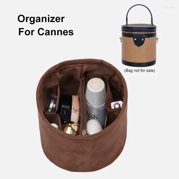 Sacos de armazenamento Bolsa de inserção de organizador para Cannes Barrel Girl Hanfiletria Travel Liner Cosmético Shaper Plush Suede Maquiagem