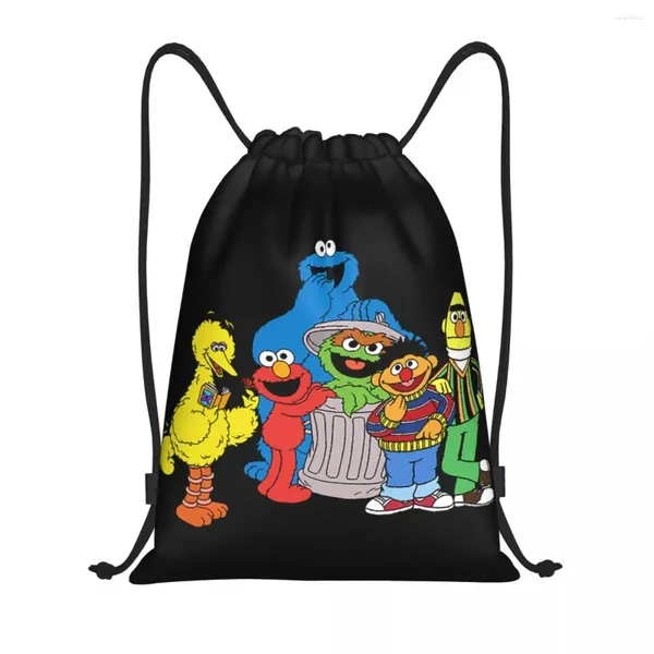 Sacchetti per la spesa da fumetti personalizzati da personaggi da gioco da donna sacche da ginnastica sportiva portatile Elmo Big Bird Storage Giranchi