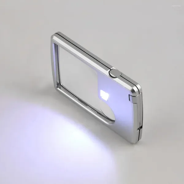 Einwegbecher Strohhalm LED-Lupe Lupe mit leichter Lederhülle Vergrößerung Glas ultra-dünn tragbares Quadrat