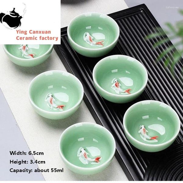 Tazze da tè da 6 pezzi/lotto set piccolo tazza in ceramica casa master blu e bianca in porcellana confezione regalo Celadon