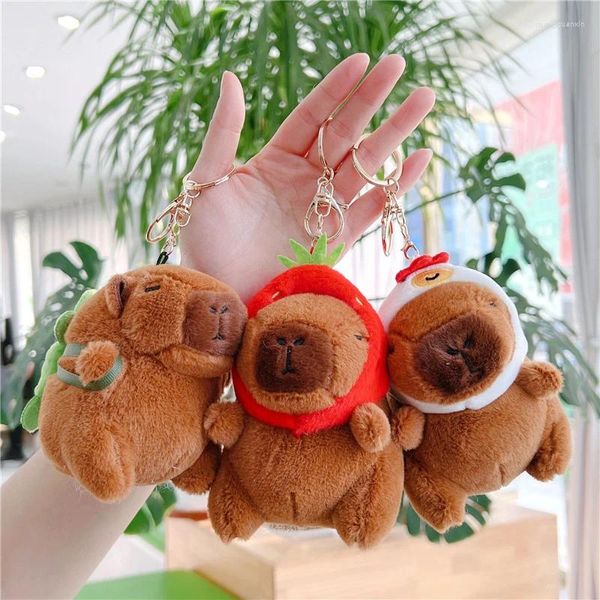 Anahtarlıklar Sevimli Capybara Peluş Anahtarlık Sırt Çantası Kolye Oyuncak Araba Anahtar Yüzük Dekorasyon Aksesuarları Kawaii Doldurulmuş Bebek Çocuk Doğum Günü Hediyesi