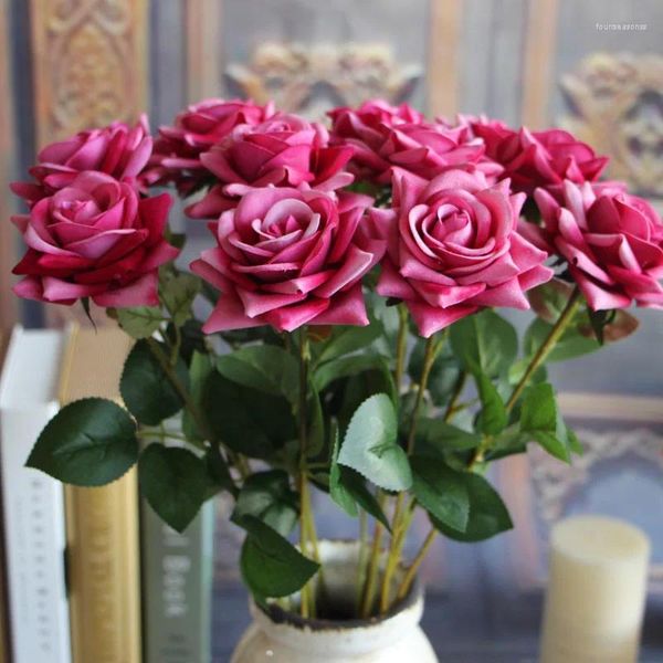 Flores decorativas 5pcs 50cm Francês Touch Touch Roses Flower Bouquet