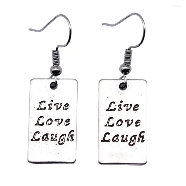 Dangle Küpeler 1Pair Dikdörtgen Çift Taraflı Live Love Love Set Pack Telefon Kolye Malzemeleri Takı Kancası Boyutu 18x19mm