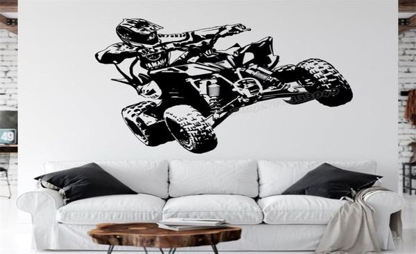 Vinyl -Aufkleber Quadrocycle ATV Race Motor Vier Wheeler Bike Racing Rider Wall Aufkleber für Jungenzimmer Dekor C479 2103101806813