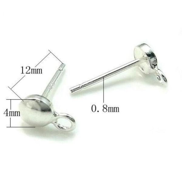 10Pairslot 925 Sterling in argento per le orecchie per orecchini per pin componenti per gioielli artigianali fai -da -te 08x4x12mm WP05790450582452420