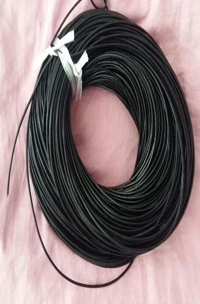 Artesanato redondo de couro genuíno cordão de couro genuíno corda natural de couro cru para jóias fazendo cadarços de rotação kumihimo 2 mm BLAC86666839