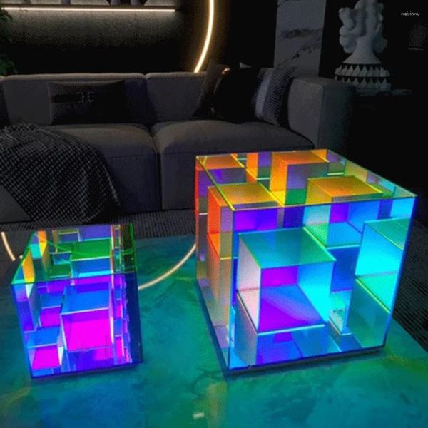 Lâmpadas de mesa 3d Art Cube Acrílico Lâmpada Criativa Decorativa Alterar Presente de Aniversário Para Mulheres Homens Crianças