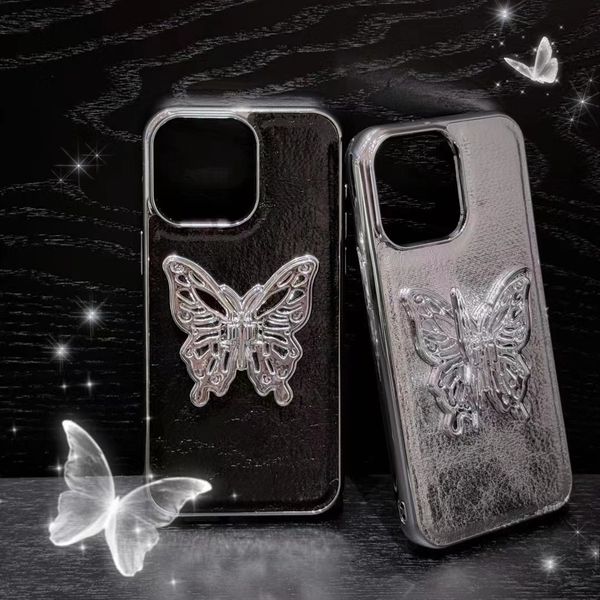 Bellissima custodia per telefoni iPhone 15 14 Pro Max Designer Butterfly Leather Kicjstand Heap Borse 18 17 16 15Pro 14Pro 13 12 11 Plus Case with Gift Box Woman Man Bd