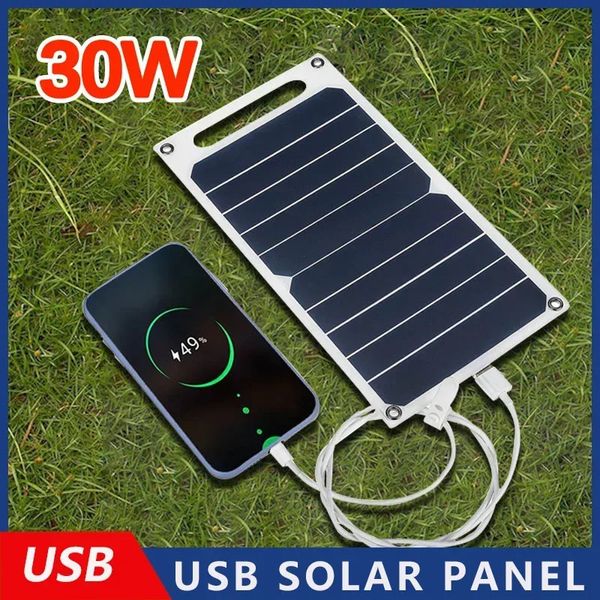 2024 pannello solare da 30W con batteria portatile USB Campeggio esterno impermeabile per il banco di ricarica del telefono cellulare 68V 240430