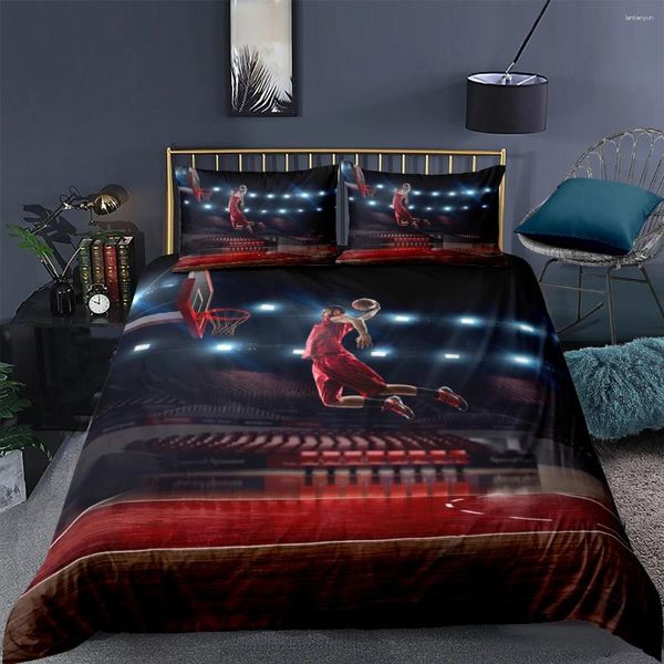 Bettwäsche -Sets 3D Duvet Cover Set Quilt Decke Kissenkoffer Full Twin Double Einzelgröße Basketball Bewegung Design Bett Bettwäsche