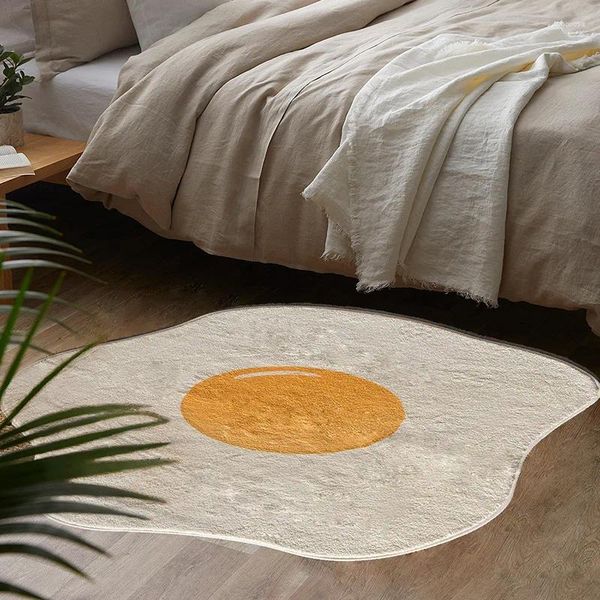 Tappeti tappeti a forma di uovo tappeto a forma di pelliccia morbida cuscinetto coperta assorbente assorbente in cashmere soggiorno tappeto tavolino decorazione