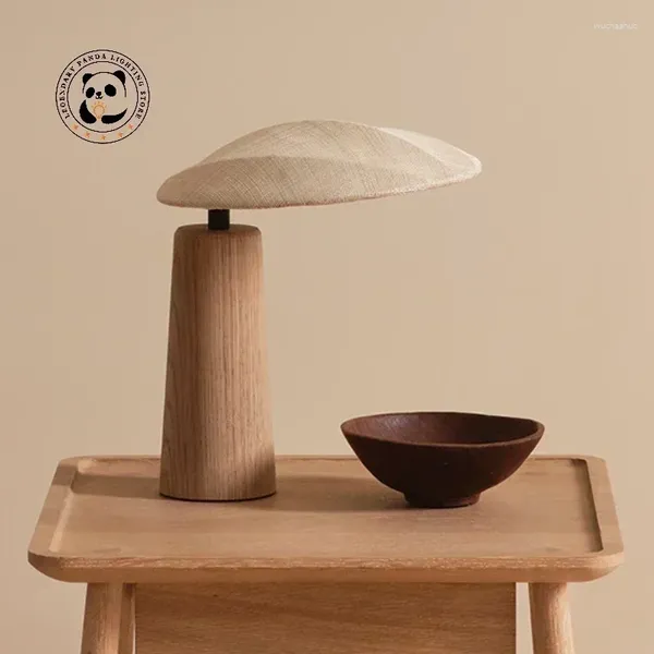 Настольные лампы дизайнер wabi-sabi сплошной древесной лампы светодиодная ткань