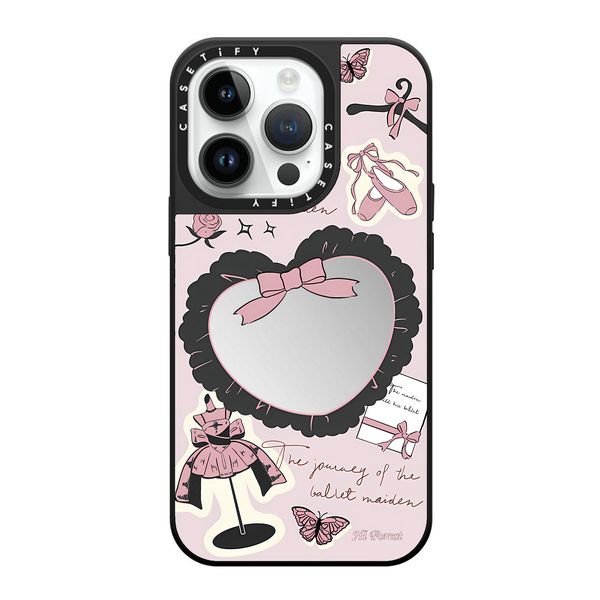 CaSetify -Telefonkisten Mirror Bow Katze Swan niedliche Liebe Herzbär Schockdelie Hülle für iPhone 11 12 13 14 15 plus pro maxe weiche TPU -Schutz Telefonabdeckung für Frauen Girls