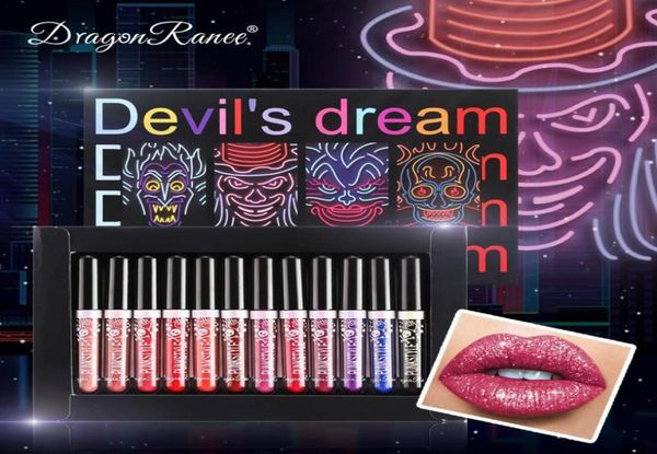 GLOSS LIPPOLE HALLOWEEN SET SET 12 COLORI DONNE SEXY DONNE ROSSETTO IN MAGLIO IN ASTRADA LUNGA LUNGA VIVIFICI VIVIO COLORE COLPO CLOSE MACCHIO 4634362